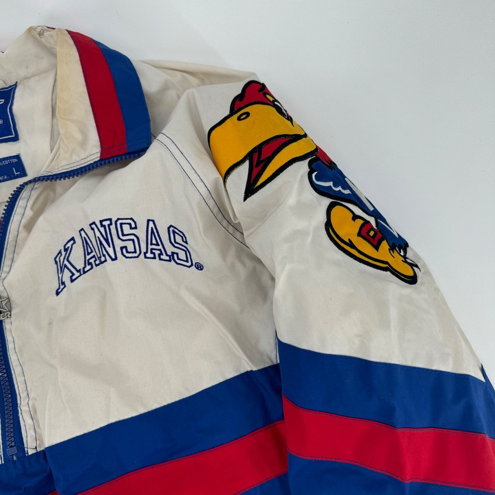 Vintage Starter Kansas Jayhawks‎ Jacket Pullover Coat Mens Size L Light Weight - Picture 4 of 5